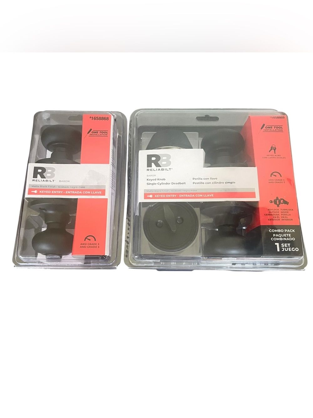 Black Door Knob Combo Pack with Keyed Deadbolt